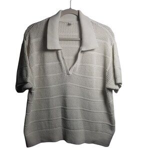 Old Navy Women's Ivory Open Knit Short-Sleeve Top Sz XXL